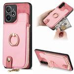 For Realme Neo7 Cross Leather Ring Vertical Zipper Wallet Back Phone Case(Pink)