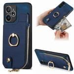 For Realme Neo7 Cross Leather Ring Vertical Zipper Wallet Back Phone Case(Blue)