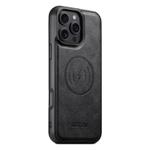 For iPhone 16 Pro Max Suteni G5 Cowhide Leather MagSafe Magnetic Phone Case(Black)