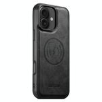 For iPhone 16 Suteni G5 Cowhide Leather MagSafe Magnetic Phone Case(Black)