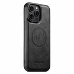 For iPhone 13 Pro Suteni G5 Cowhide Leather MagSafe Magnetic Phone Case(Black)