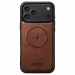 For iPhone 17 Pro Max Suteni G5 Cowhide Leather MagSafe Magnetic Phone Case(Brown)