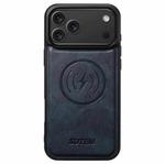 For iPhone 17 Pro Suteni G5 Cowhide Leather MagSafe Magnetic Phone Case(Blue)