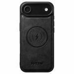 For iPhone 17 Air Suteni G5 Cowhide Leather MagSafe Magnetic Phone Case(Black)