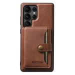 For Samsung Galaxy S25 Ultra 5G Suteni M4 Magnetic Card Bag MagSafe Leather Phone Case(Brown)