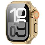 For Apple Watch Series 9/8/7 41mm Change to Ultra 49mm Tempered Film Integrated PC Button Watch Case(Champagne Gold)