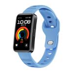 For Huawei Band 10 / 10 NFC Solid Color Metal Reverse Buckle Wave Silicone Watch Band(Sky Blue)