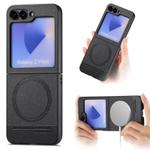 For Samsung Galaxy Z Flip3 5G Twill Fabric Leather Skin Magnetic Back Phone Case(Black)