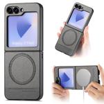 For Samsung Galaxy Z Flip4 Twill Fabric Leather Skin Magnetic Back Phone Case(Gray)