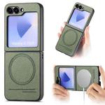 For Samsung Galaxy Z Flip5 Twill Fabric Leather Skin Magnetic Back Phone Case(Green)