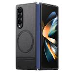 For Samsung Galaxy Z Fold4 Twill Fabric Leather Skin Magnetic Back Phone Case(Black)