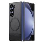 For Samsung Galaxy Z Fold5 Twill Fabric Leather Skin Magnetic Back Phone Case(Black)