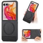 For Motorola Razr 40 Ultra Twill Fabric Leather Skin Magnetic Back Phone Case(Black)