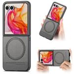 For Motorola Razr 50 Twill Fabric Leather Skin Magnetic Back Phone Case(Gray)