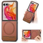 For Motorola Razr 50 Ultra Twill Fabric Leather Skin Magnetic Back Phone Case(Brown)
