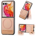 For Motorola Razr 50 Ultra Twill Fabric Leather Skin Magnetic Back Phone Case(Pink)