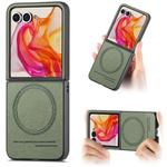 For Motorola Razr 50 Ultra Twill Fabric Leather Skin Magnetic Back Phone Case(Green)