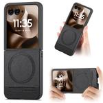 For Motorola Razr 60 Twill Fabric Leather Skin Magnetic Back Phone Case(Black)