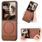 For Motorola Razr 60 Twill Fabric Leather Skin Magnetic Back Phone Case(Brown)