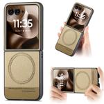 For Motorola Razr 60 Twill Fabric Leather Skin Magnetic Back Phone Case(Khaki)