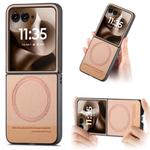For Motorola Razr 60 Ultra Twill Fabric Leather Skin Magnetic Back Phone Case(Pink)