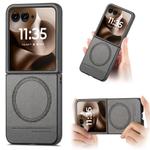 For Motorola Razr 60 Ultra Twill Fabric Leather Skin Magnetic Back Phone Case(Gray)