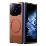 For Xiaomi Mix Fold 4 Twill Fabric Leather Skin Magnetic Back Phone Case(Brown)
