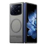 For Xiaomi Mix Fold 4 Twill Fabric Leather Skin Magnetic Back Phone Case(Gray)