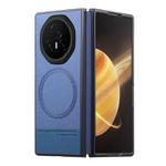For Honor Magic V3 Twill Fabric Leather Skin Magnetic Back Phone Case(Blue)