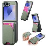 For Samsung Galaxy Z Flip5 Twill Fabric Leather Skin Card Bag Magnetic Back Phone Case(Green)