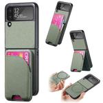 For Samsung Galaxy Z Flip3 5G Twill Fabric Leather Skin Card Bag Magnetic Back Phone Case(Green)