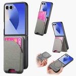 For Samsung Galaxy Z Flip7 5G Twill Fabric Leather Skin Card Bag Magnetic Back Phone Case(Gray)