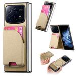 For Xiaomi Mix Fold 4 Twill Fabric Leather Skin Card Bag Magnetic Back Phone Case(Khaki)