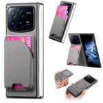 For Xiaomi Mix Fold 4 Twill Fabric Leather Skin Card Bag Magnetic Back Phone Case(Gray)