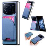 For Xiaomi Mix Fold 4 Twill Fabric Leather Skin Card Bag Magnetic Back Phone Case(Blue)