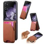For Xiaomi Mix Flip Twill Fabric Leather Skin Card Bag Magnetic Back Phone Case(Brown)