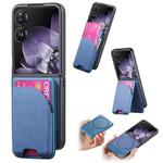 For Xiaomi Mix Flip Twill Fabric Leather Skin Card Bag Magnetic Back Phone Case(Blue)