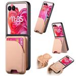 For Motorola Razr 50 Ultra Twill Fabric Leather Skin Card Bag Magnetic Back Phone Case(Pink)