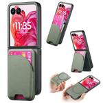 For Motorola Razr 50 Ultra Twill Fabric Leather Skin Card Bag Magnetic Back Phone Case(Green)