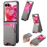 For Motorola Razr 50 Ultra Twill Fabric Leather Skin Card Bag Magnetic Back Phone Case(Gray)