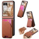 For Motorola Razr 50 Twill Fabric Leather Skin Card Bag Magnetic Back Phone Case(Brown)