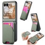 For Motorola Razr 50 Twill Fabric Leather Skin Card Bag Magnetic Back Phone Case(Green)