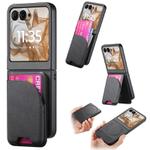 For Motorola Razr 40 Twill Fabric Leather Skin Card Bag Magnetic Back Phone Case(Black)