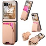 For Motorola Razr 40 Twill Fabric Leather Skin Card Bag Magnetic Back Phone Case(Pink)