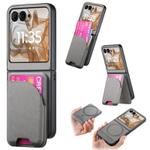 For Motorola Razr 40 Twill Fabric Leather Skin Card Bag Magnetic Back Phone Case(Gray)