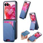 For Motorola Razr 40 Ultra Twill Fabric Leather Skin Card Bag Magnetic Back Phone Case(Blue)