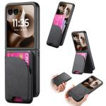 For Motorola Razr 60 Twill Fabric Leather Skin Card Bag Magnetic Back Phone Case(Black)