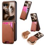 For Motorola Razr 60 Twill Fabric Leather Skin Card Bag Magnetic Back Phone Case(Brown)
