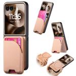For Motorola Razr 60 Twill Fabric Leather Skin Card Bag Magnetic Back Phone Case(Pink)