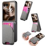 For Motorola Razr 60 Twill Fabric Leather Skin Card Bag Magnetic Back Phone Case(Gray)